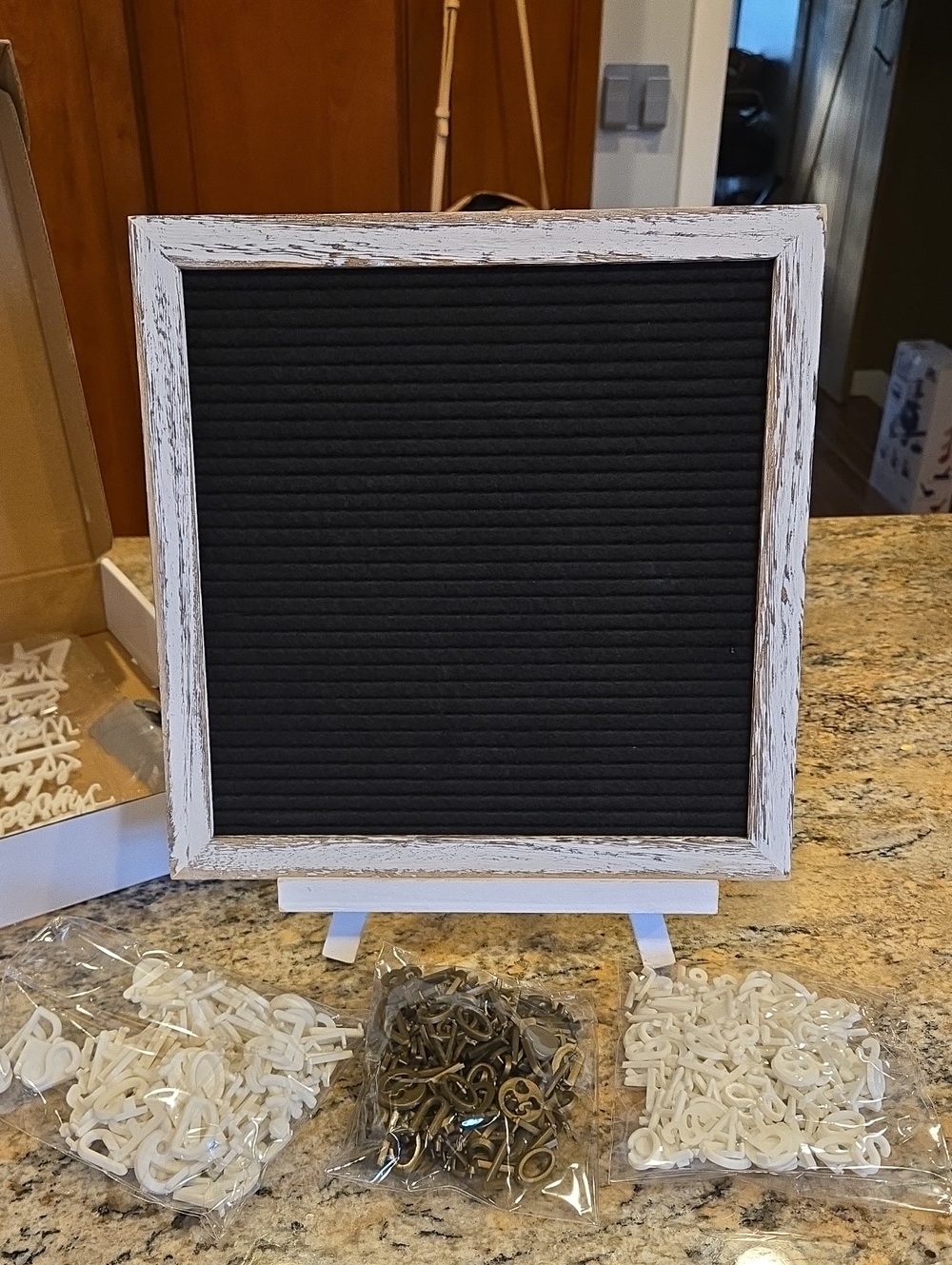 Charcoal Felt Letter Board with Distressed White Frame